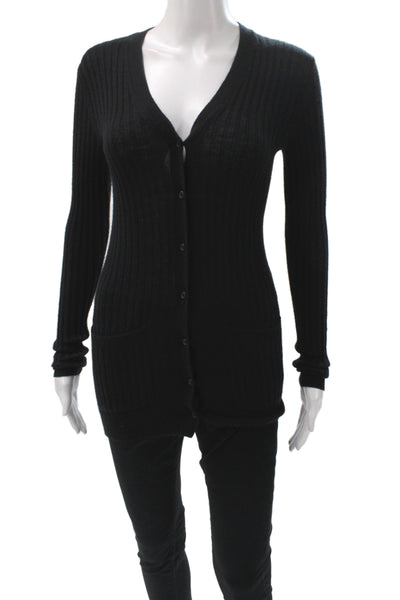 Vince Women Black V-Neck Cardigan Long Sleeve Size XS