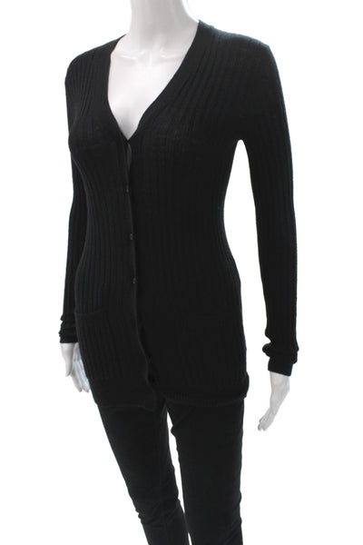 Vince Women Black V-Neck Cardigan Long Sleeve Size XS