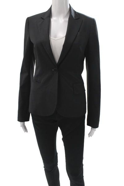 Theory Womens Basic Jacket Black Wool Button Long Sleeve Size 0