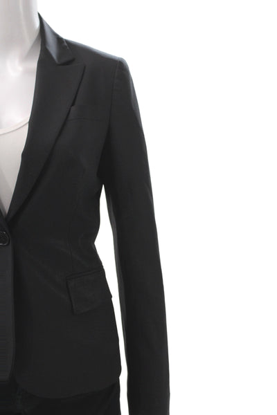Theory Womens Basic Jacket Black Wool Button Long Sleeve Size 0