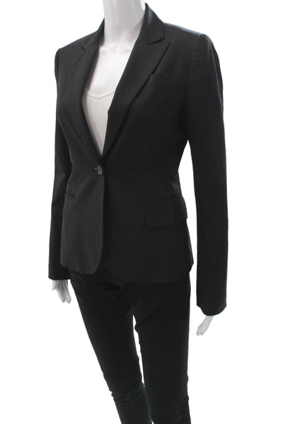 Theory Womens Basic Jacket Black Wool Button Long Sleeve Size 0