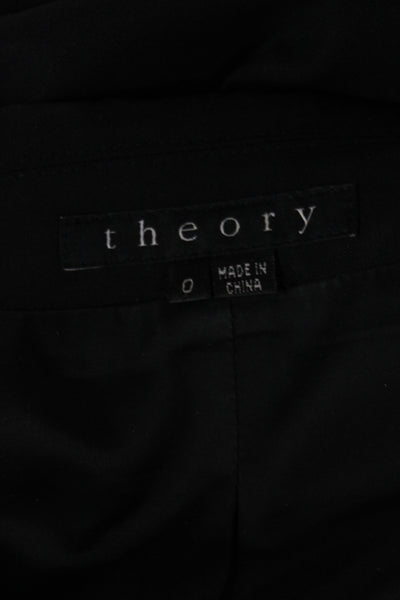 Theory Womens Basic Jacket Black Wool Button Long Sleeve Size 0