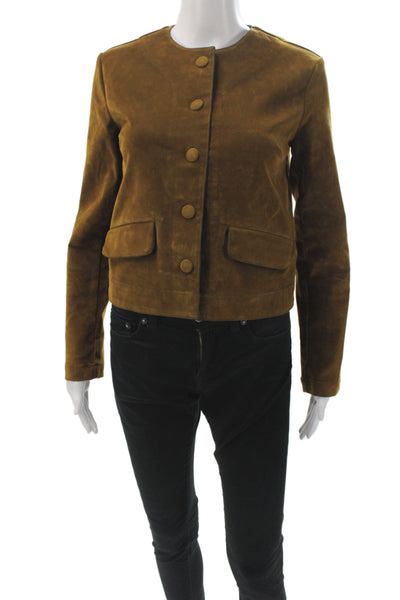 Joes Women Brown Basic Jacket Button Cotton Long Sleeve Casual Size XS