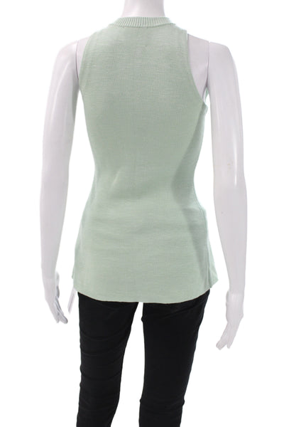 Aligne Womens Green Sleeveless Cardigan Sweater Crew Neck Size 0
