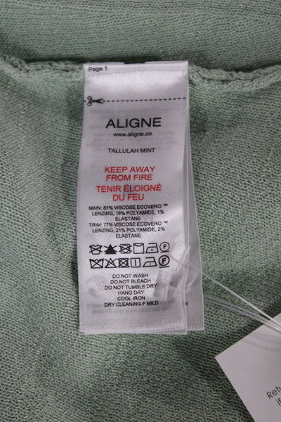Aligne Womens Green Sleeveless Cardigan Sweater Crew Neck Size 0