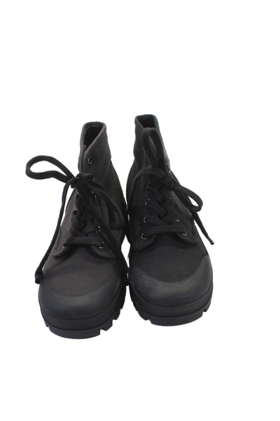 Celine Womens Lace Up Combat Ankle Boots Black/Brown Size 35 5