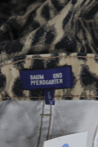 Baum Und Pferdgarten Womens Cropped Leopard High Rise Beige Pants Size 34