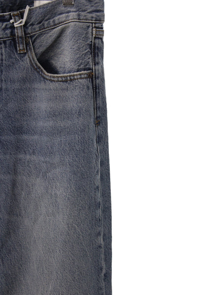 Frame Womens Wide-Leg Jeans Blue Mid Rise Cotton Button Size 25