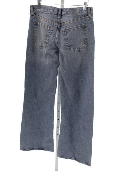 Frame Womens Wide-Leg Jeans Blue Mid Rise Cotton Button Size 25