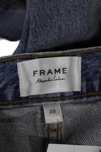 Frame Womens Wide-Leg Jeans Blue Mid Rise Cotton Button Size 25