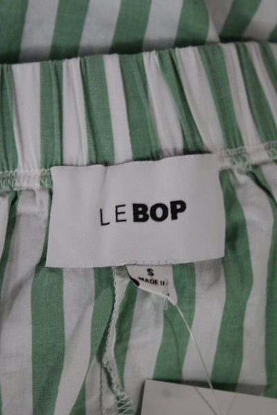 Le Bop Womens A-Line Striped Green Cotton Midi Skirt Size S