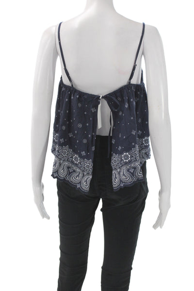 Madewell Women Camisole Blue Paisley Cotton Scoop Neck Sleeveless Size S