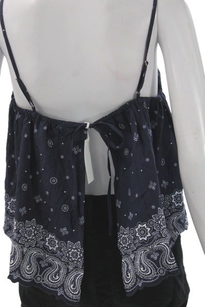 Madewell Women Camisole Blue Paisley Cotton Scoop Neck Sleeveless Size S