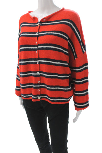 Things Between Women Cardigan Red Striped Long Sleeve Round Neck Size M