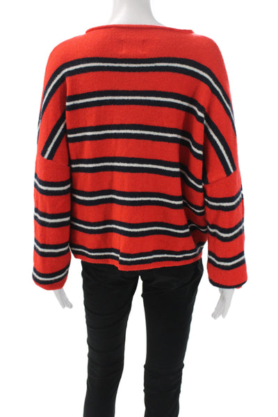 Things Between Women Cardigan Red Striped Long Sleeve Round Neck Size M