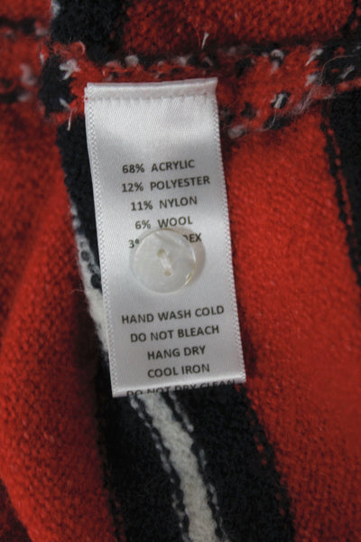 Things Between Women Cardigan Red Striped Long Sleeve Round Neck Size M