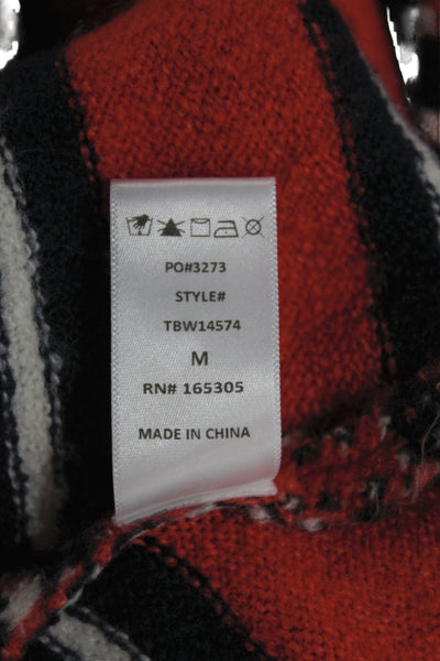 Things Between Women Cardigan Red Striped Long Sleeve Round Neck Size M