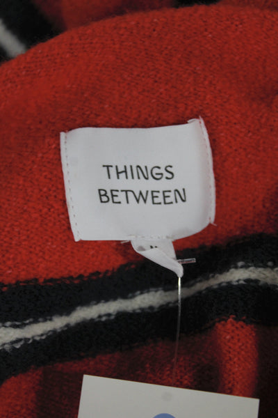 Things Between Women Cardigan Red Striped Long Sleeve Round Neck Size M
