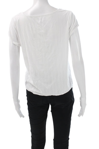 Lake Women Basic White Bamboo T-Shirt Short Sleeve Scoop Neck Size S