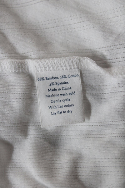 Lake Women Basic White Bamboo T-Shirt Short Sleeve Scoop Neck Size S