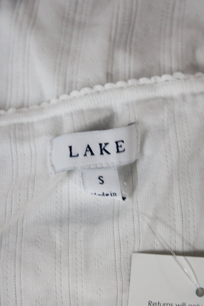 Lake Women Basic White Bamboo T-Shirt Short Sleeve Scoop Neck Size S