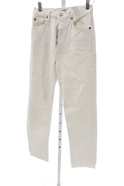 Agolde Womens Straight Jeans White High Rise Cotton Size 25