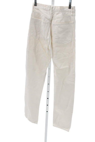 Agolde Womens Straight Jeans White High Rise Cotton Size 25