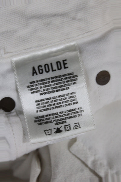 Agolde Womens Straight Jeans White High Rise Cotton Size 25