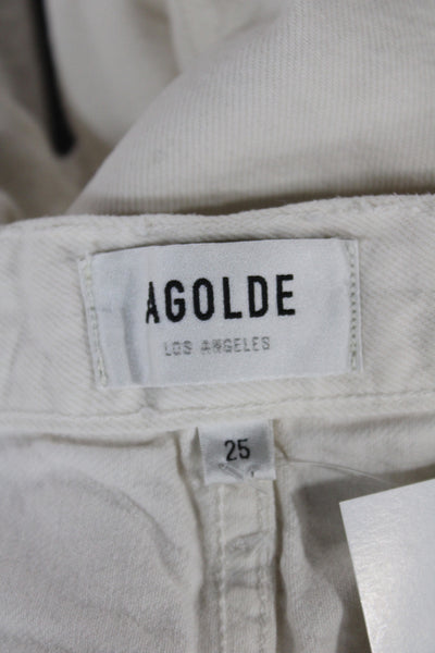 Agolde Womens Straight Jeans White High Rise Cotton Size 25