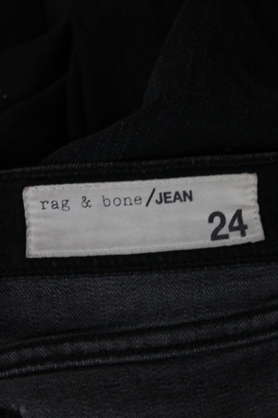 Rag & Bone Womens Black Skinny Jeans Button Cotton Blend Mid Rise Size 24