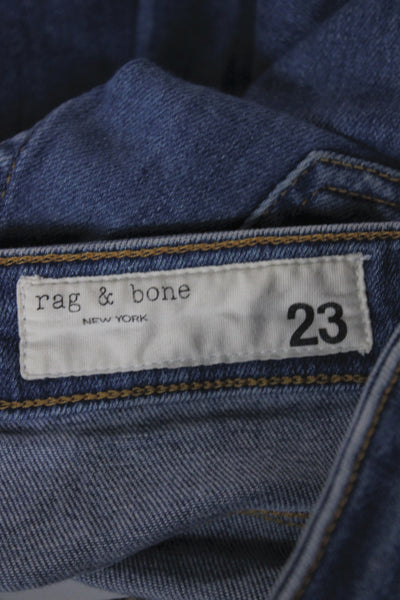 Rag & Bone Womens Flared Jeans Blue High Rise Button Fly 33 Inseam Size 23