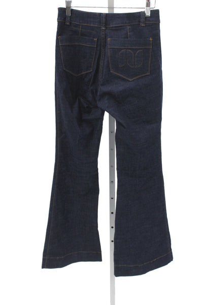 Alvin Valley Women Flared Blue Jeans Cotton Blend Button Fly Size 40