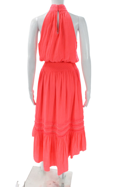 Ramy Brook Womens Pink Blouson Halter Long Dress Sleeveless Size XS
