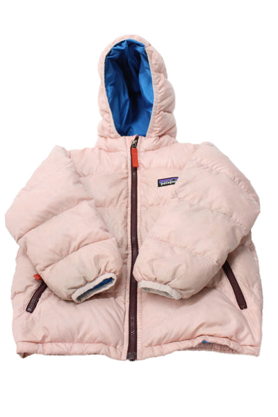 Patagonia Childrens Girls Hooded Full Zipper Puffer Jacket Pink Size 4