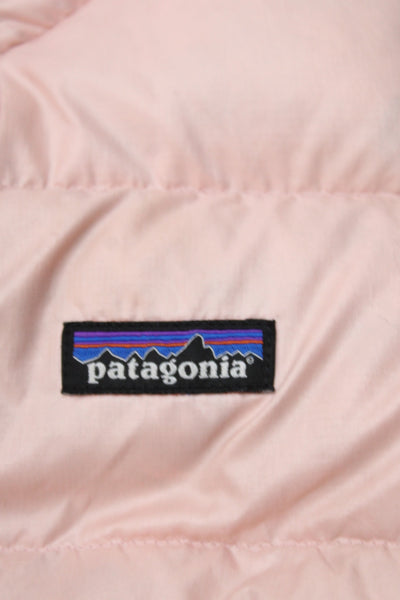 Patagonia Childrens Girls Hooded Full Zipper Puffer Jacket Pink Size 4