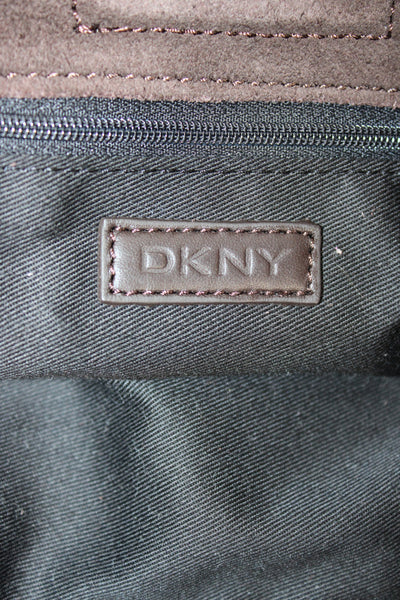 DKNY Womens Suede Magnet Closure Shoulder Handbag Espresso Brown