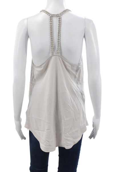 Ramy Brook Womens Silk Cowl Neck Camisole Beige Sleeveless Summer Size L