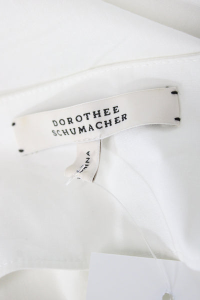Dorothee Schumacher Women Basic White V-Neck 3/4 Sleeve Cotton Blouse Size 2