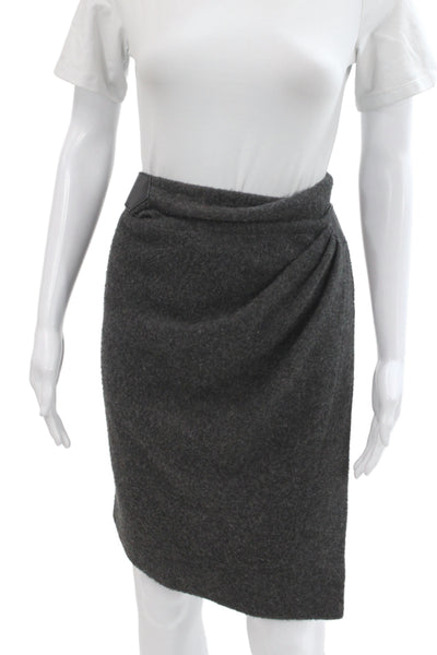 Alexander Wang Women Wrap Skirt Gray Short Buckle Acrylic Size 4
