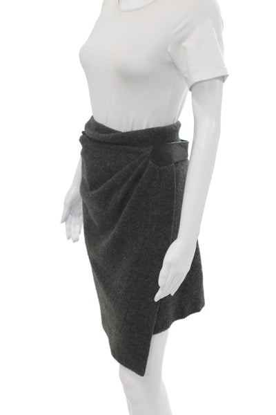 Alexander Wang Women Wrap Skirt Gray Short Buckle Acrylic Size 4