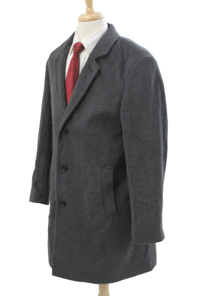 Michael Kors Mens Overcoat Gray Wool Button Size 42