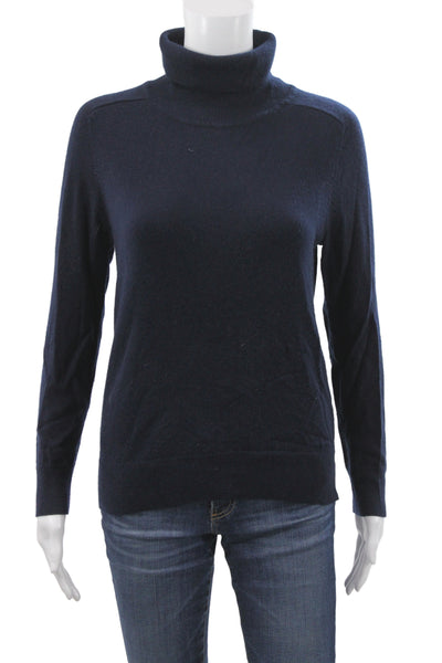 Quince Women 100% Mongolian Cashmere Turtleneck Sweater Blue Size S
