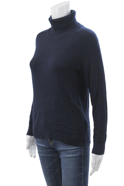Quince Women 100% Mongolian Cashmere Turtleneck Sweater Blue Size S