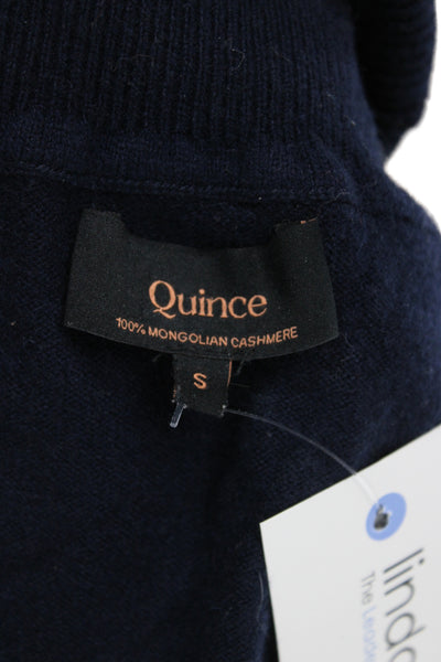 Quince Women 100% Mongolian Cashmere Turtleneck Sweater Blue Size S