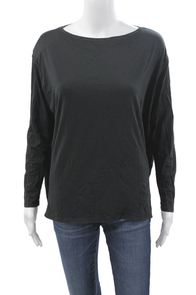 Lululemon Womens Black Cotton Boat Neck Pullover Long Sleeve Athleisure Size 8