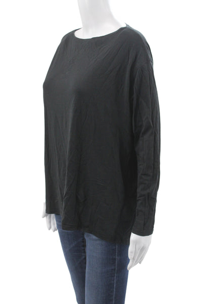 Lululemon Womens Black Cotton Boat Neck Pullover Long Sleeve Athleisure Size 8