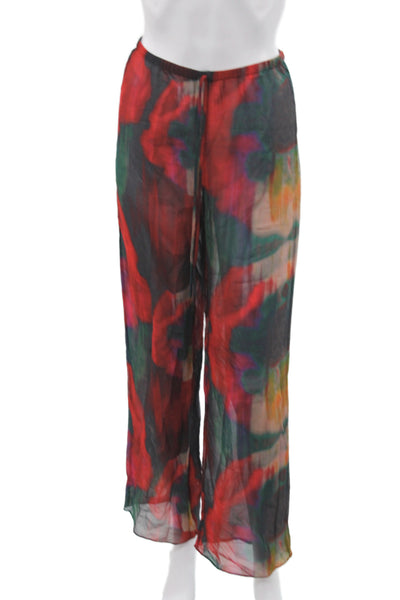 Rat & Boa Womens Multicolor Sheer Floral Drawstring Pants Size 2XS