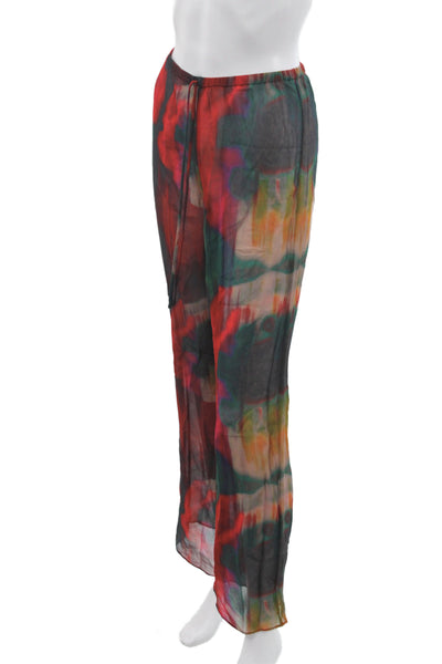 Rat & Boa Womens Multicolor Sheer Floral Drawstring Pants Size 2XS