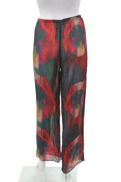 Rat & Boa Womens Multicolor Sheer Floral Drawstring Pants Size 2XS