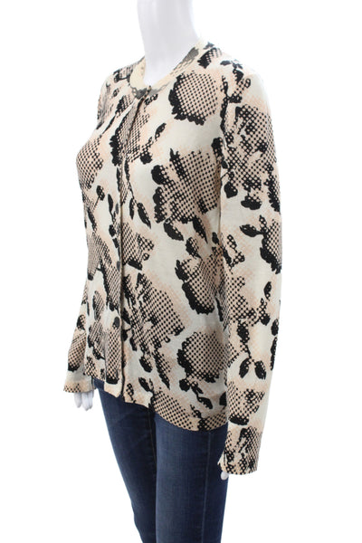 Balenciaga Women Cardigan Beige Virgin Wool Round Neck Long Sleeve Size 40